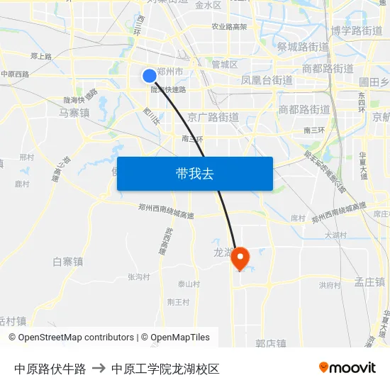 中原路伏牛路 to 中原工学院龙湖校区 map