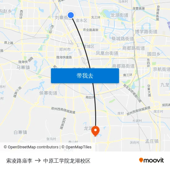 索凌路庙李 to 中原工学院龙湖校区 map