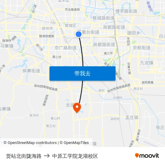 货站北街陇海路 to 中原工学院龙湖校区 map