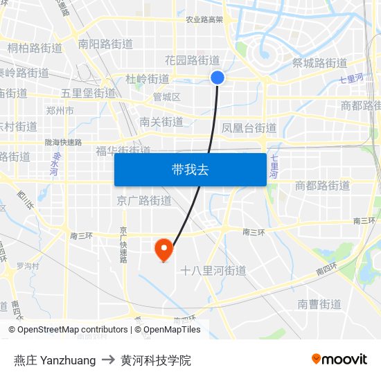 燕庄 Yanzhuang to 黄河科技学院 map