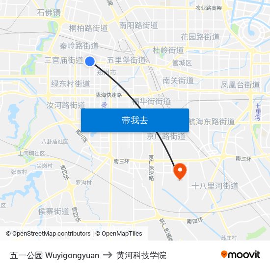 五一公园 Wuyigongyuan to 黄河科技学院 map
