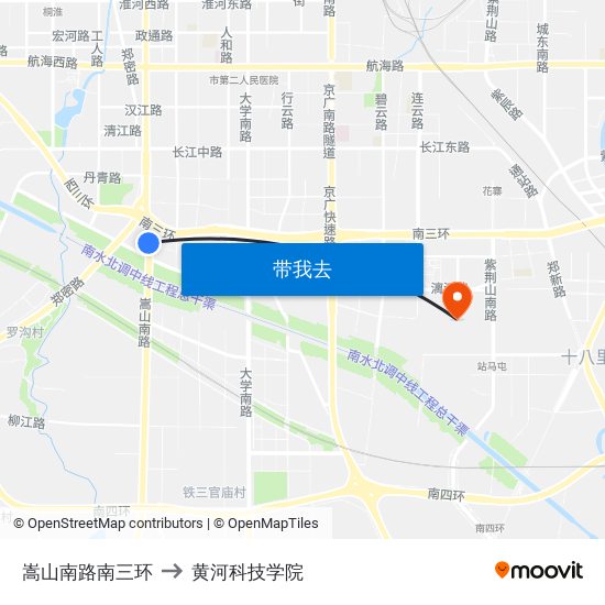 嵩山南路南三环 to 黄河科技学院 map