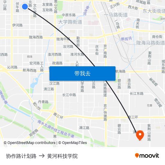 协作路计划路 to 黄河科技学院 map