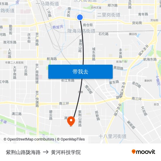 紫荆山路陇海路 to 黄河科技学院 map