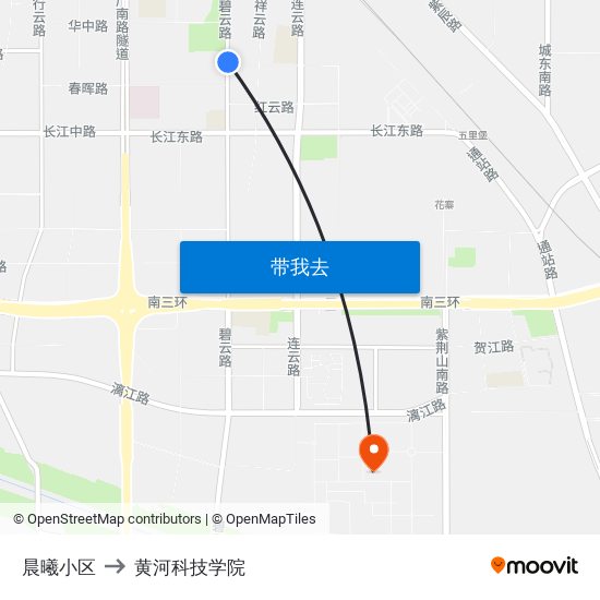 晨曦小区 to 黄河科技学院 map