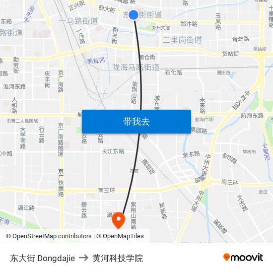 东大街 Dongdajie to 黄河科技学院 map