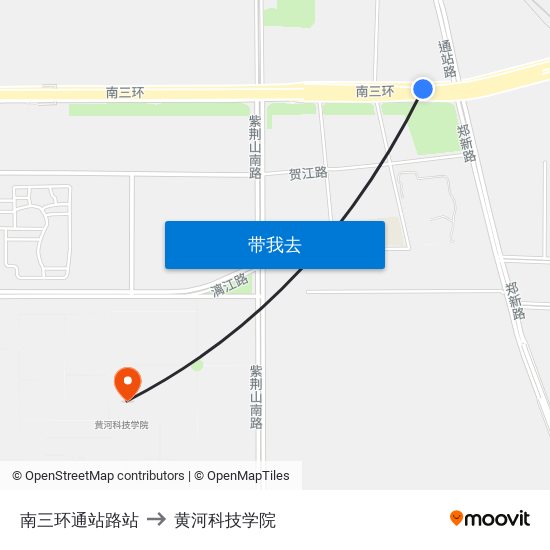 南三环通站路站 to 黄河科技学院 map