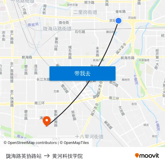 陇海路英协路站 to 黄河科技学院 map