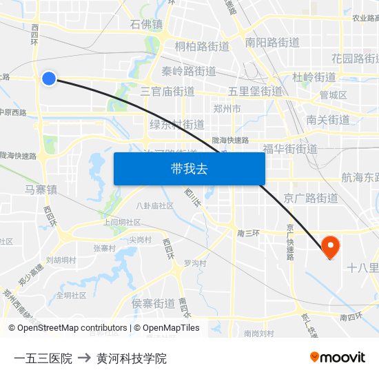 一五三医院 to 黄河科技学院 map