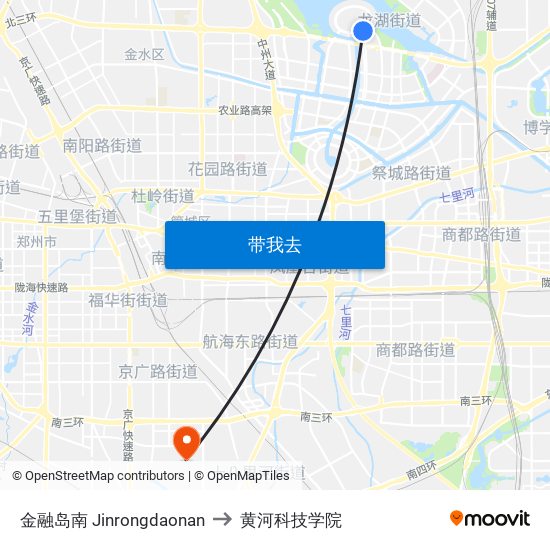 金融岛南 Jinrongdaonan to 黄河科技学院 map