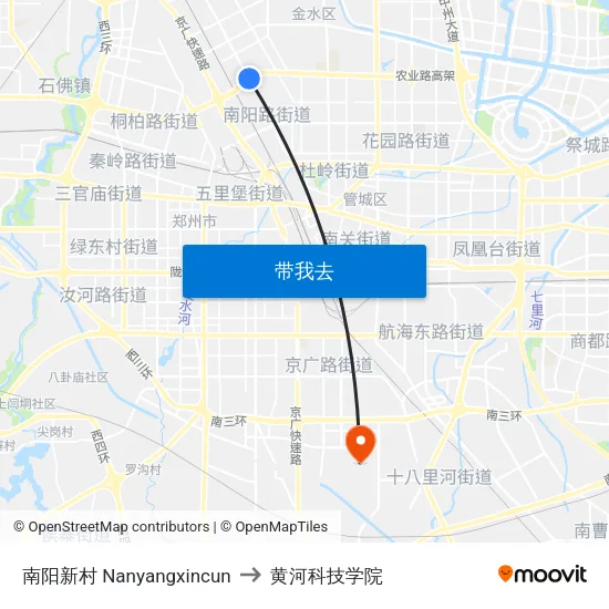 南阳新村 Nanyangxincun to 黄河科技学院 map