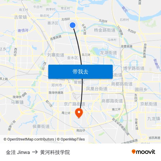 金洼 Jinwa to 黄河科技学院 map