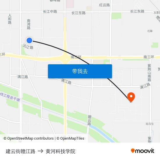 建云街赣江路 to 黄河科技学院 map