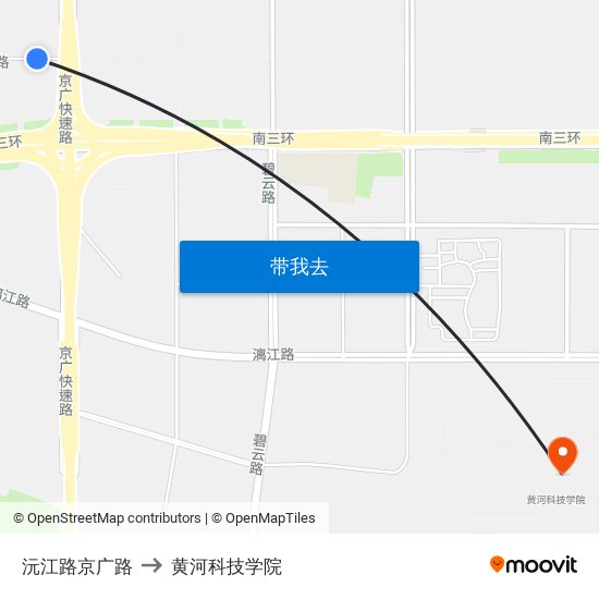 沅江路京广路 to 黄河科技学院 map