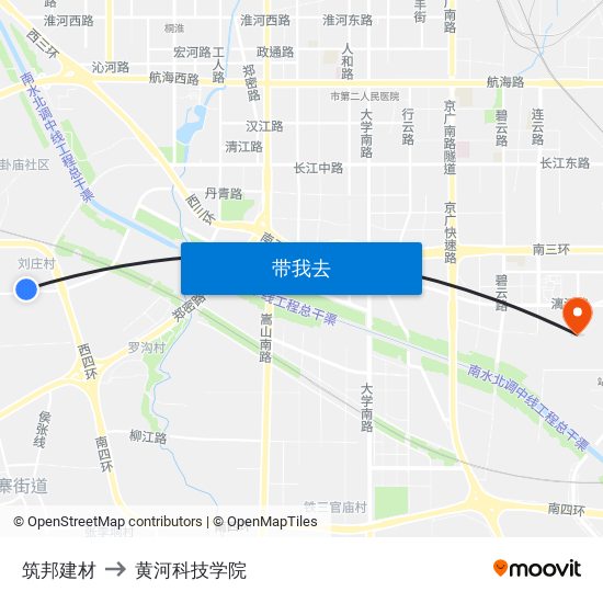 筑邦建材 to 黄河科技学院 map