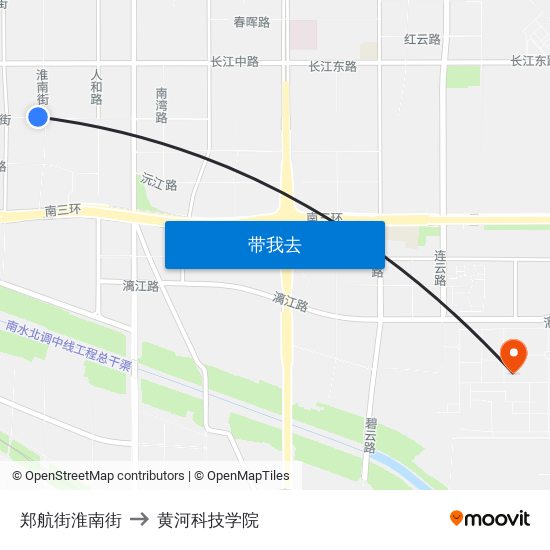 郑航街淮南街 to 黄河科技学院 map