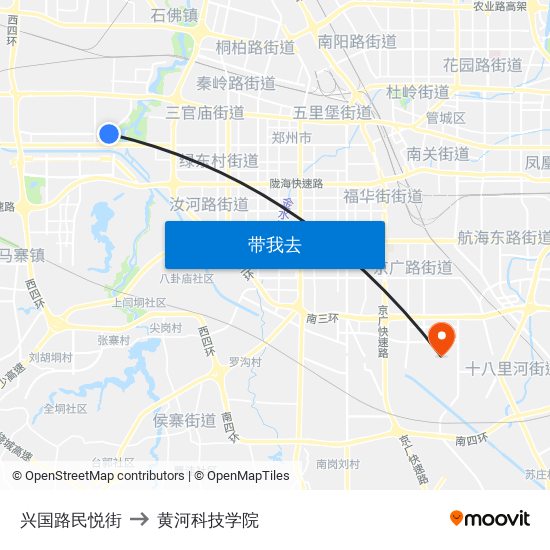 兴国路民悦街 to 黄河科技学院 map