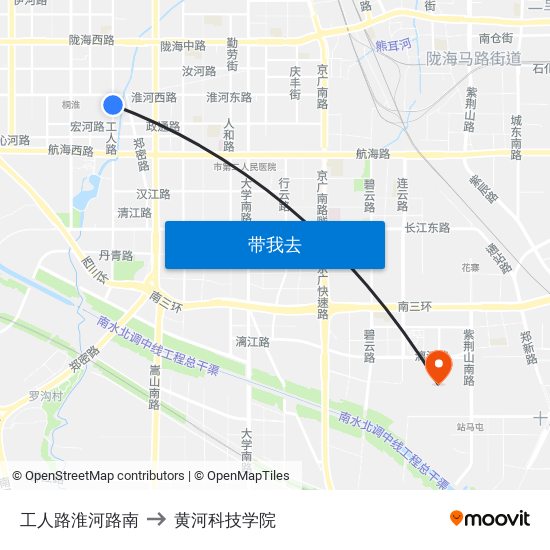 工人路淮河路南 to 黄河科技学院 map