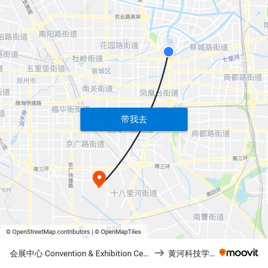 会展中心 Convention & Exhibition Center to 黄河科技学院 map