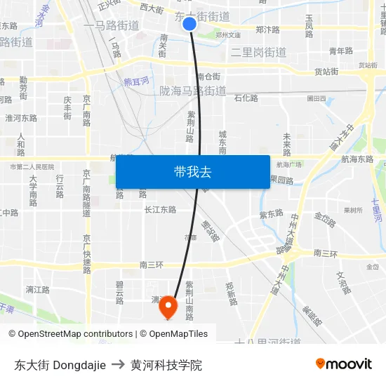 东大街 Dongdajie to 黄河科技学院 map