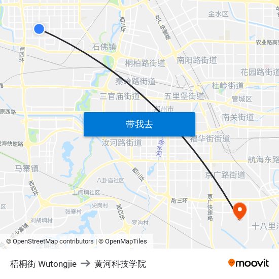 梧桐街 Wutongjie to 黄河科技学院 map