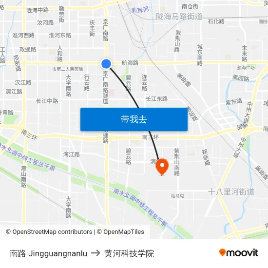 南路 Jingguangnanlu to 黄河科技学院 map