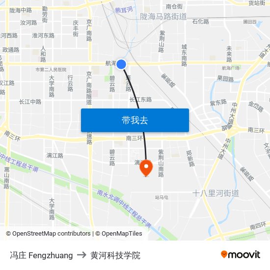 冯庄 Fengzhuang to 黄河科技学院 map