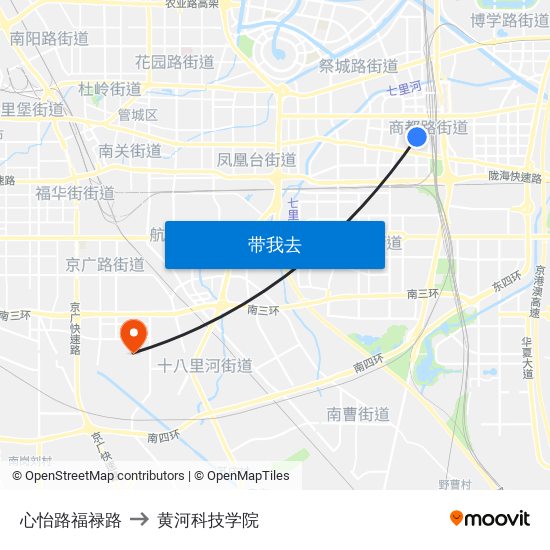 心怡路福禄路 to 黄河科技学院 map