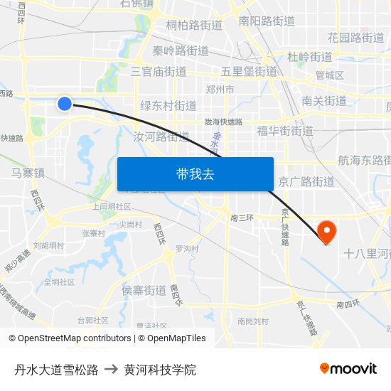 丹水大道雪松路 to 黄河科技学院 map