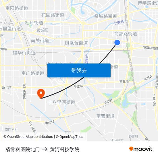 省骨科医院北门 to 黄河科技学院 map