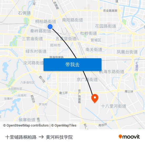 十里铺路桐柏路 to 黄河科技学院 map