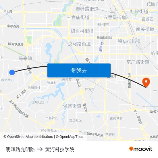 明晖路光明路 to 黄河科技学院 map