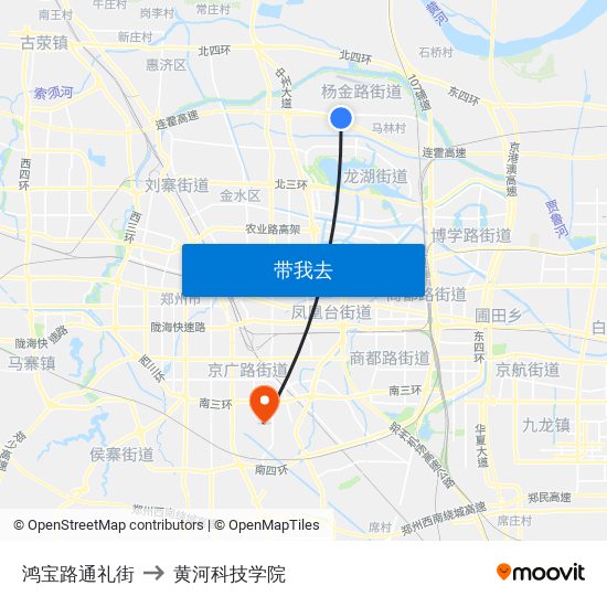 鸿宝路通礼街 to 黄河科技学院 map