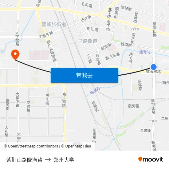 紫荆山路陇海路 to 郑州大学 map