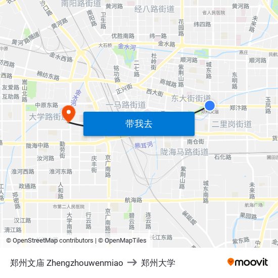 郑州文庙 Zhengzhouwenmiao to 郑州大学 map