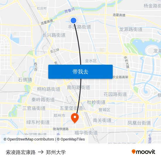 索凌路宏康路 to 郑州大学 map