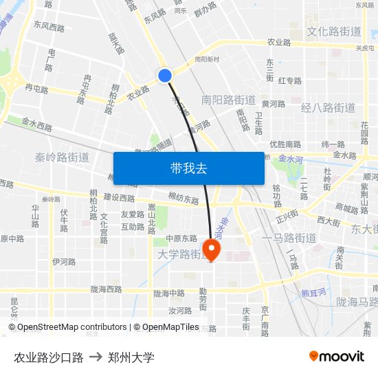 农业路沙口路 to 郑州大学 map