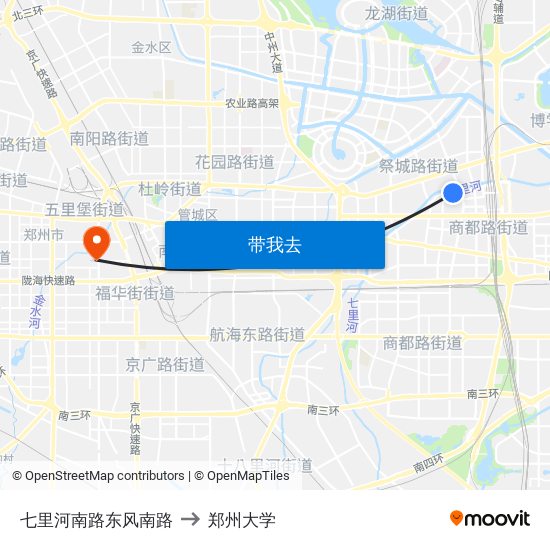 七里河南路东风南路 to 郑州大学 map