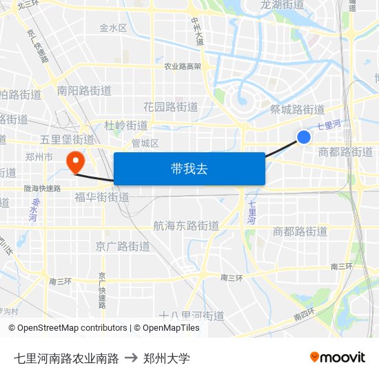 七里河南路农业南路 to 郑州大学 map