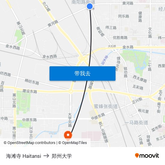 海滩寺 Haitansi to 郑州大学 map