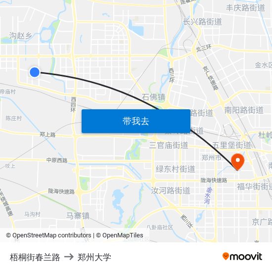 梧桐街春兰路 to 郑州大学 map