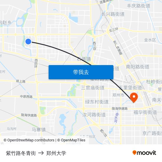 紫竹路冬青街 to 郑州大学 map