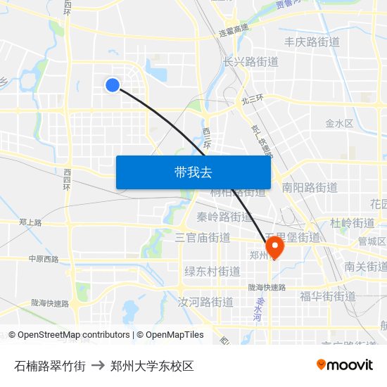 石楠路翠竹街 to 郑州大学东校区 map