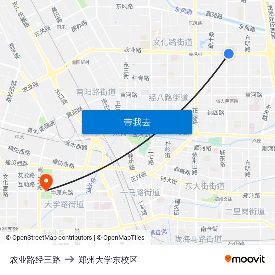 农业路经三路 to 郑州大学东校区 map