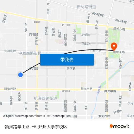 颍河路华山路 to 郑州大学东校区 map