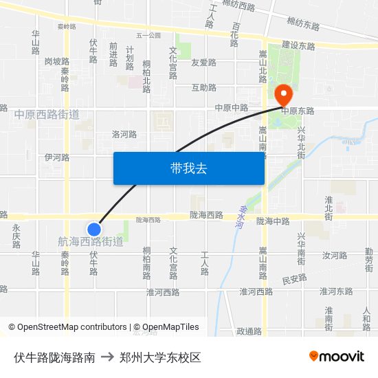 伏牛路陇海路南 to 郑州大学东校区 map