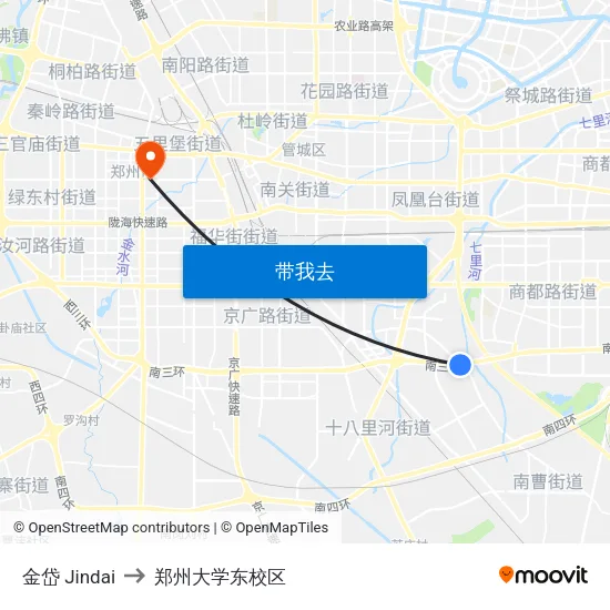 金岱 Jindai to 郑州大学东校区 map