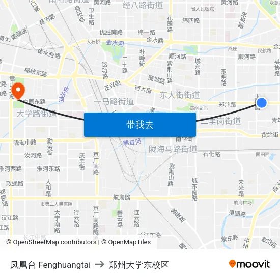 凤凰台 Fenghuangtai to 郑州大学东校区 map