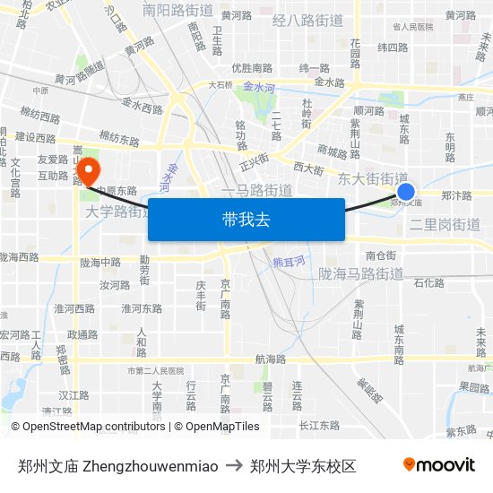 郑州文庙 Zhengzhouwenmiao to 郑州大学东校区 map