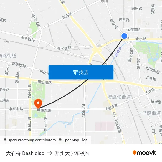 大石桥 Dashiqiao to 郑州大学东校区 map